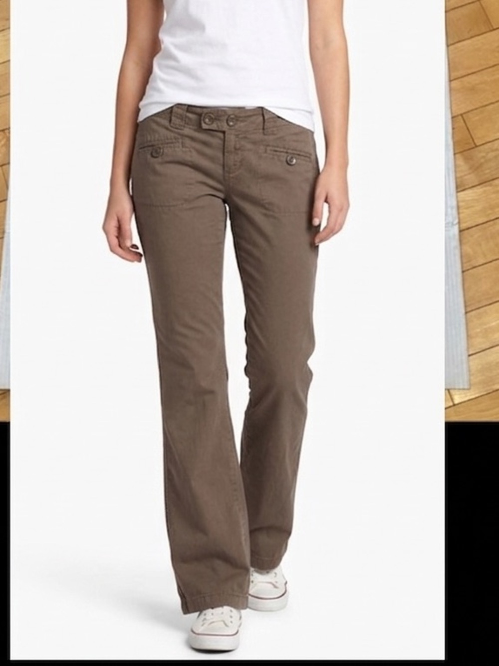 JACOB Women's casual subtle pinstripe Tan Flare pants Cotton/Poly Mix size 11/12